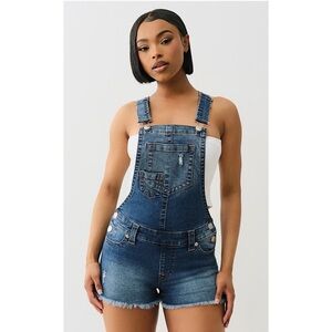 True Religion Joey Frayed Overall Short